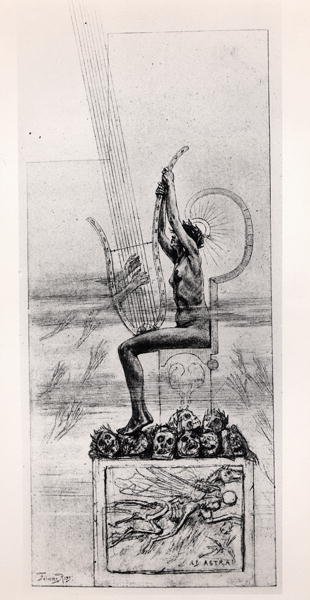 A Grande Lira, frontispício de Poemas de Stephane Mallarme (1842-98) de Félicien Rops
