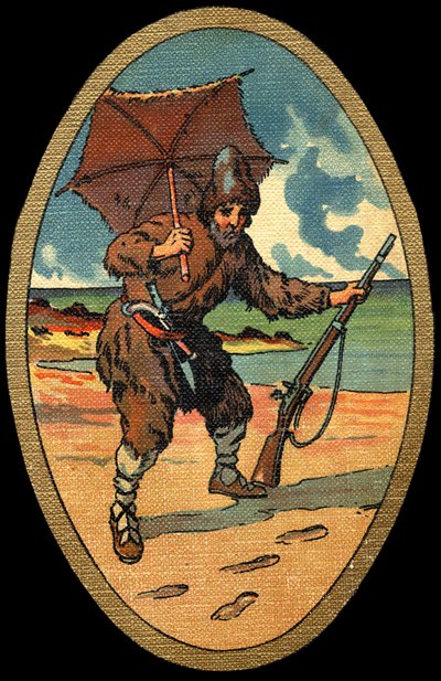 Robinson Crusoe: Ilustração de Felician MYRBACH MYRBACH RHEINFELD (1853-1940) Para o Livro de Daniel Defoe (De foe) Robinson Crusoe. Sem data. Por volta de 1934 de Felicien baron de Myrbach-Rheinfeld