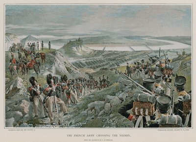 Exército Francês cruzando o Niemen de Felicien baron de Myrbach-Rheinfeld