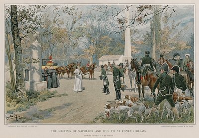 O encontro de Napoleão e Pio VII em Fontainbleau de Felicien baron de Myrbach-Rheinfeld
