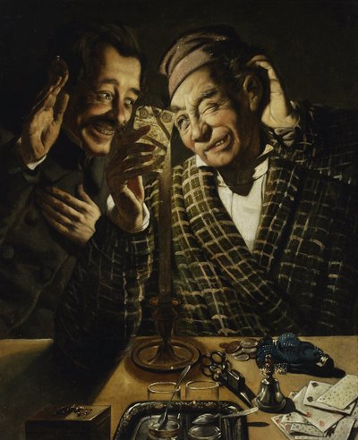 joueurs aux chandelles - Gamblers by candlelight par Peczarski, Feliks (1804-1862). Óleo sobre tela, tamanho : 75,5x62 de Feliks Peczarski