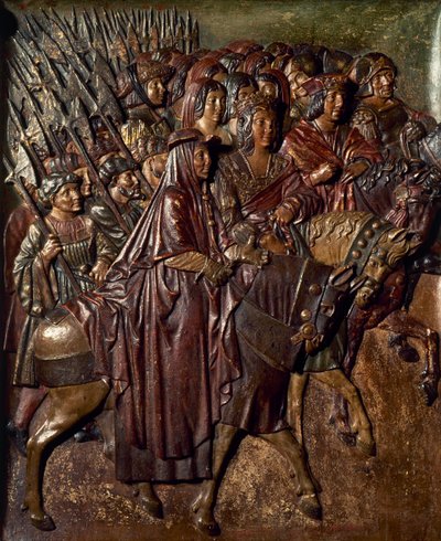 Os Reis Católicos recebendo as Chaves de Granada (madeira) de Felipe Bigarny or Vigarny