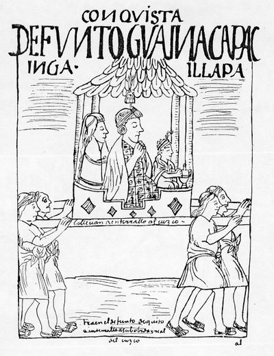 O corpo de Huayana Capac sendo carregado de Quito para Cuzco para enterro de Felipe Huaman Poma de Ayala