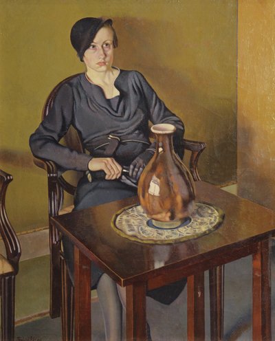 Mulher com um vaso, c.1929 (óleo sobre tela) de Feliu Elias Bracons