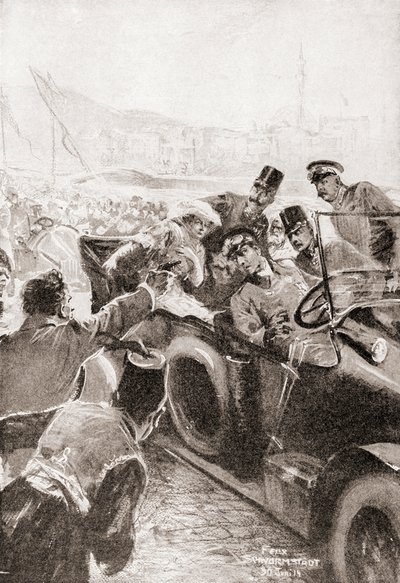 O assassinato de Franz Ferdinand e sua esposa, Sophie, Duquesa de Hohenberg, 28 de junho de Felix (after) Schwormstadt
