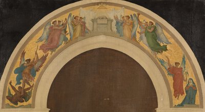 Esboço para a Igreja da Trindade: O Cordeiro Pascal. Grupo de anjos adoradores. O arcanjo São Miguel vencendo o demónio. A Anunciação. São Paulo. São Pedro, cerca de 1864 (óleo sobre tela) de Felix A.M. (after) Jobbe Duval