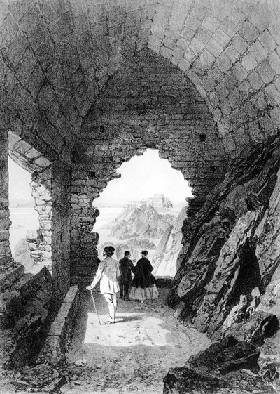 Ermitage de Saint Helier e Elizabeth Castle, Jersey, 1870 (litografia) de Felix Benoist