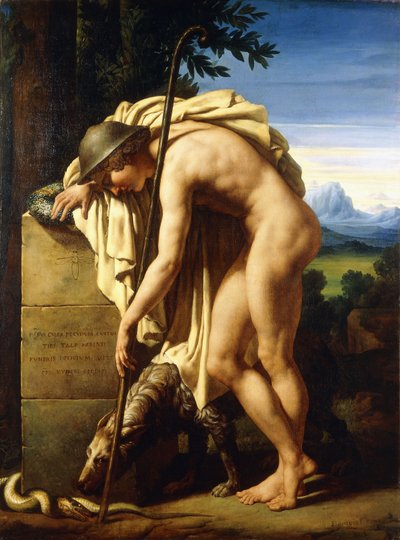 Um pastor chorando em um túmulo erguido para um mosquito, 1808 de Felix Boisselier