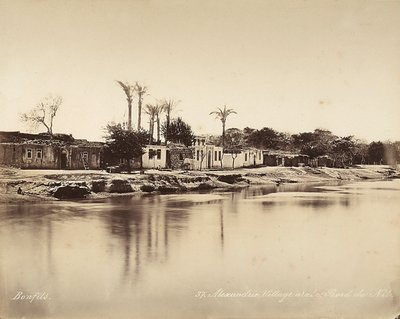 Alexandria, Egipto: uma aldeia árabe nas margens do Nilo de Félix Bonfils