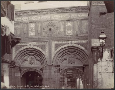 Cairo. Mesquita de El-Arhar, pormenores do portal de Félix Bonfils