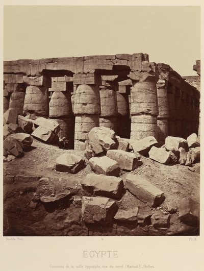 Colunas da sala hipóstila, vista do norte. [Karnak, Tebas] de Félix Bonfils