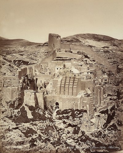 Vista do Convento Mar Saba, em Isreal de Félix Bonfils