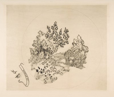 Decoração para um prato: A Stream, 1870. de Felix Bracquemond