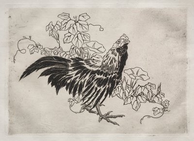 Serviço de Jantar Serviço Rousseau: Galo e corriolas no. 25, 1866. de Felix Bracquemond