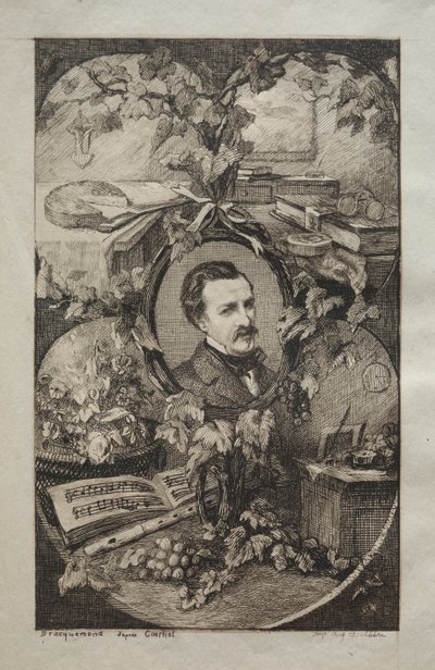 Frontispício para "Novas Obras de Champfleury, Os Amigos da Natureza": Retrato de Champfleury, segundo Gustave Courbet de Felix Bracquemond