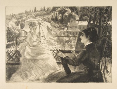 O terraço da vila branca, 1876. de Felix Bracquemond
