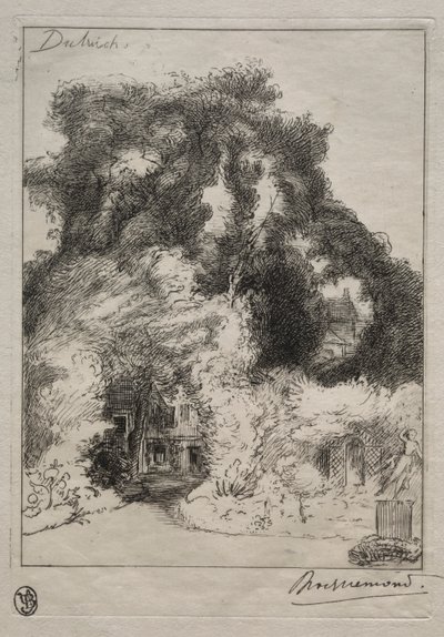 O Jardim da Pousada em Dulwich, c. 1870 de Felix Bracquemond