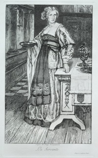 A criada, depois de H. Leys, 1868. de Felix Bracquemond