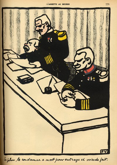 Um tribunal militar pronuncia uma sentença de morte, de &39;Crimes e Punições&39;, edição especial de &39;L&39;Assiette au Beurre&39;, 1 de março de 1902 de Felix Edouard Vallotton