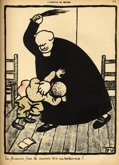 Um padre bate um menino, de &39;Crimes e Punições&39;, edição especial de &39;L&39;Assiette au Beurre&39;, 1 de março de 1902 de Felix Edouard Vallotton