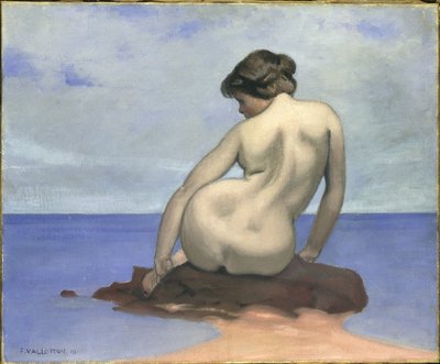 Banhista sentado em uma rocha, 1910. de Felix Edouard Vallotton