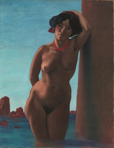 Banhista com rocha vermelha, 1908 de Felix Edouard Vallotton
