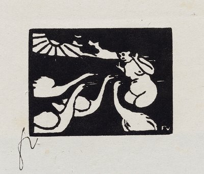 Banhista com cisnes, X de "Les Petites Baigneuses", 1893 de Felix Edouard Vallotton