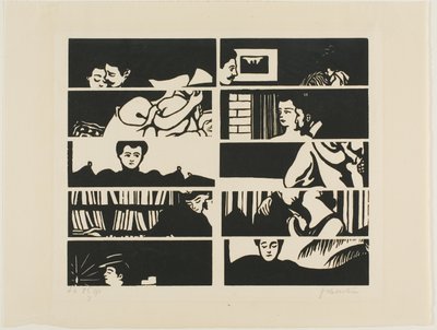 Folha de cancelamento, fragmentos de dez xilogravuras de Intimacies de Felix Edouard Vallotton