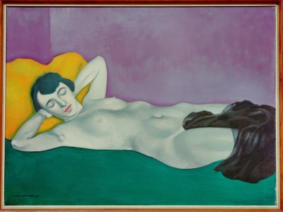 Mulher dormindo no tapete verde de Felix Edouard Vallotton