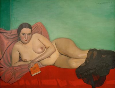 Mulher nua, segurando um livro de Felix Edouard Vallotton