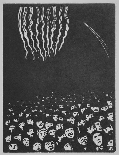 Fogos de artifício, The Worlds Fair VI, 1901 (xilogravura em papel matizado do Japão) de Felix Edouard Vallotton