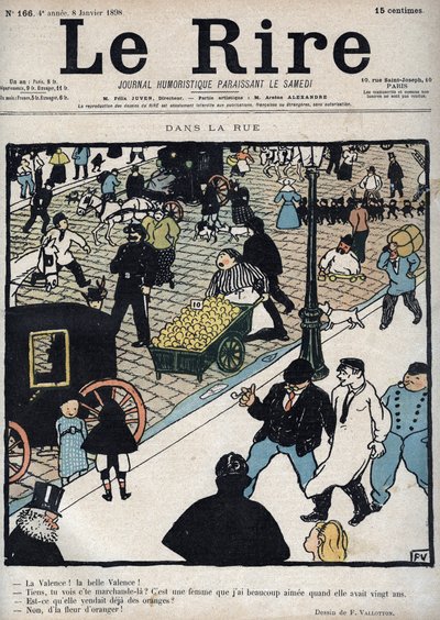 Na rua - capa do jornal “Le Rire”, de 6 de janeiro de 1898, desenho de Felix Vallotton de Felix Edouard Vallotton
