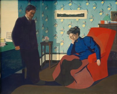 Figuras e interior de poltrona vermelha de Felix Edouard Vallotton