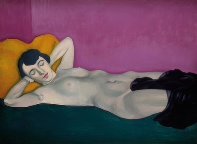 Mulher deitada contra um fundo roxo. 1924 de Felix Edouard Vallotton