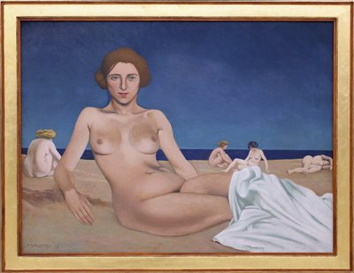 Banhos de sol na praia. Pintura de Felix Edouard Vallotton (1865-1925) de Felix Edouard Vallotton