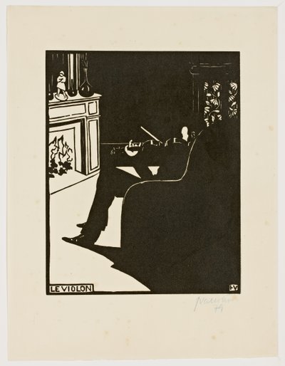 O violino, da série "Instrumentos musicais", 1896-97 de Felix Edouard Vallotton
