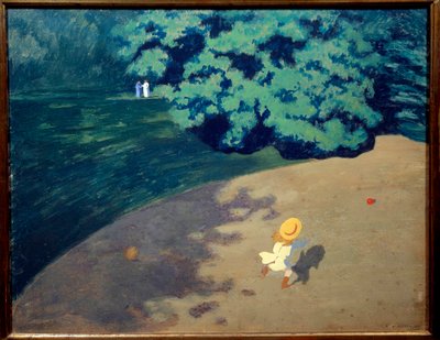 A bola ou canto parque com criança jogando bola Pintura por Felix Vallotton (1865-1925) 1899 Sol. 0,48 x 0,61m Paris, musee d
