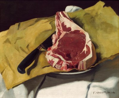 Um bife em um papel amarelo de Felix Edouard Vallotton