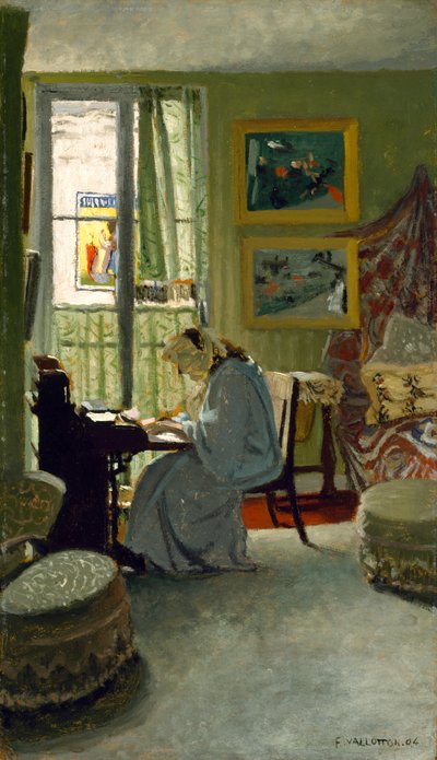 Mulher escrevendo em um interior, 1904 de Felix Edouard Vallotton