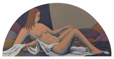 Nu reclinado (óleo sobre papelão) de Felix Elie Tobeen