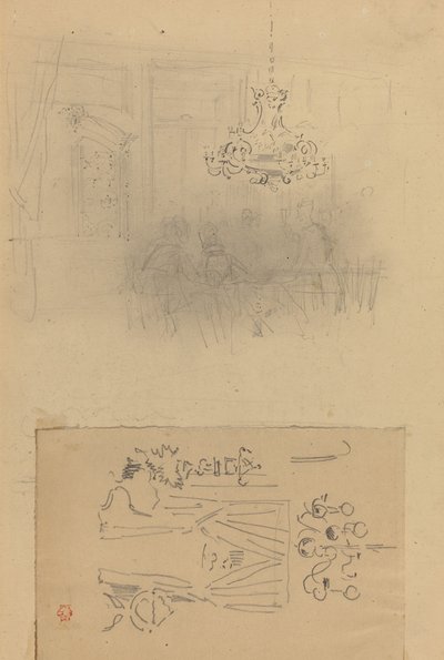 Um Encontro em um Interior, Uma Porta Cortinada. de Felix Hilaire Buhot