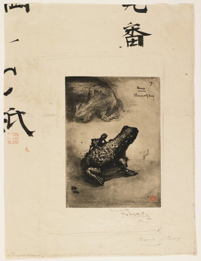 Tinteiro Bronze Frog, 1883 (gravura e pintura a água) de Felix Hilaire Buhot