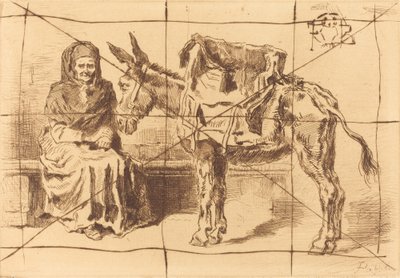 Cacoletière Assise (Mulher Sentada e Bunda) de Felix Hilaire Buhot