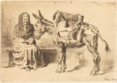 Cacoletière Assise (Mulher Sentada e Bunda) de Felix Hilaire Buhot