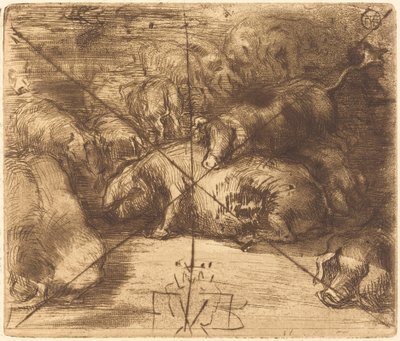 Cochons au Soleil (Porcos ao Sol) de Felix Hilaire Buhot