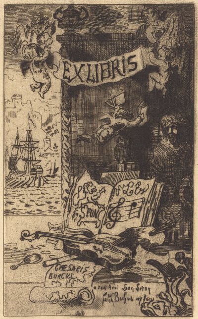 Ex-libris de Léon Lerey (Ex-libris de Leon Lerey) de Felix Hilaire Buhot