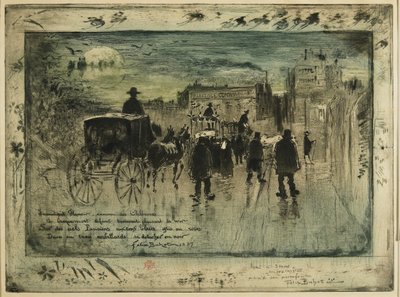 Procissão fúnebre no Boulevard de Clichy, 1887 de Felix Hilaire Buhot