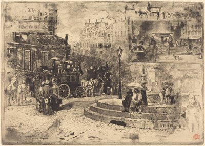Place Pigalle em 1878 (Place Pigalle em 1878) de Felix Hilaire Buhot