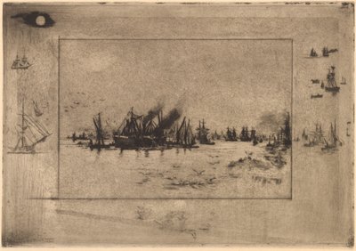 Port aux Mouettes Porto com Gaivotas, 1886. de Felix Hilaire Buhot