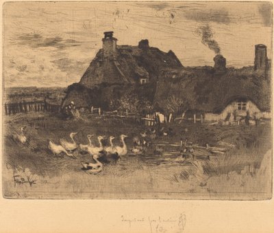 Les Petites Chaumières (Casas de Palha - Prato Pequeno) de Felix Hilaire Buhot